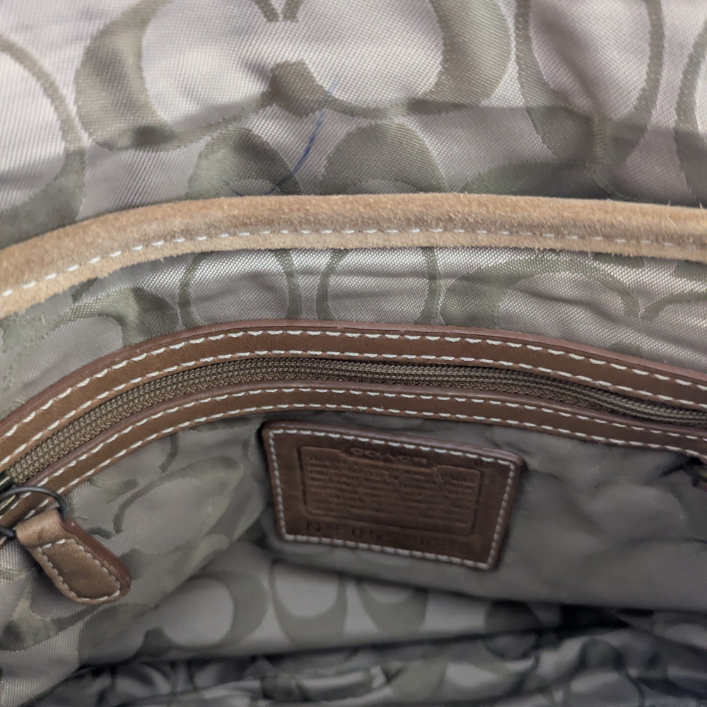 Coach Vintage Tan Suede Hobo Bag with 2 small ink marks. - Picture 8 of 8